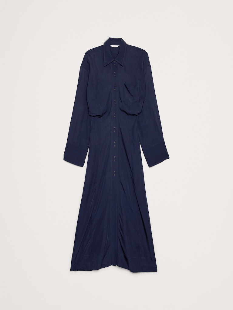 Drapey Twill Shirt Dress