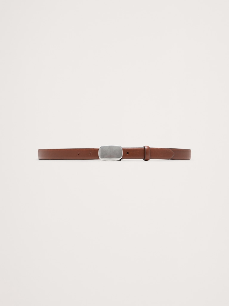 Leather Plaque-Buckle Belt
