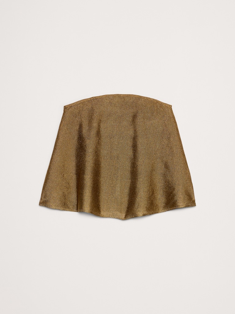 Metallic Strapless Top with Split Back