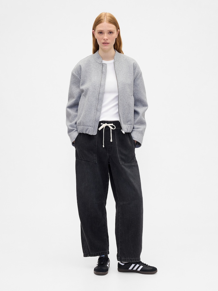 Mid Rise SuperSoft Pull-On Barrel Jeans