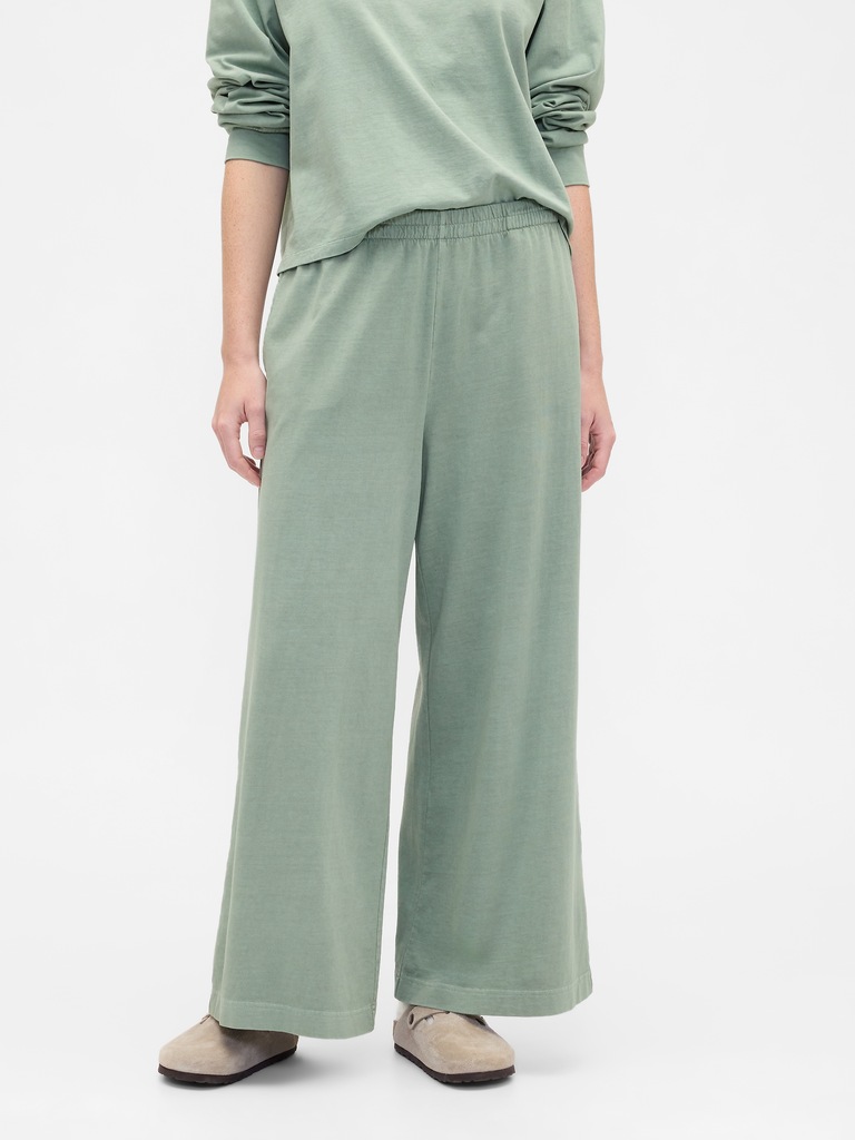 Heavyweight Pull-On Wide-Leg Crop Pants