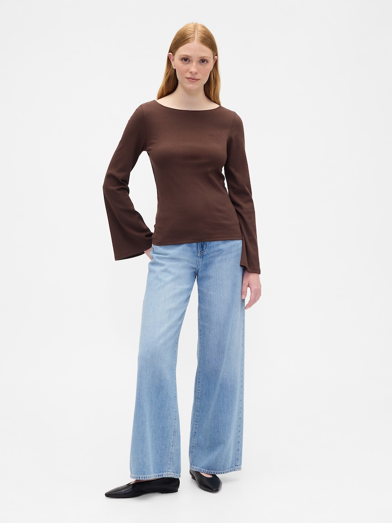 Bell Sleeve Boatneck T-Shirt