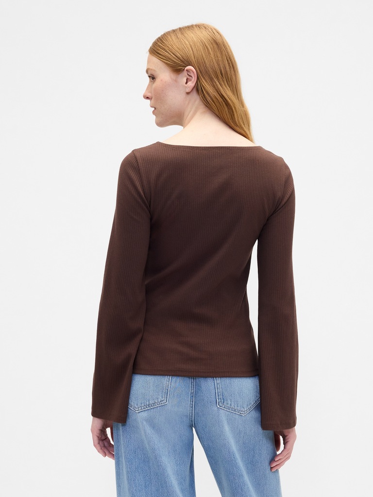 Bell Sleeve Boatneck T-Shirt