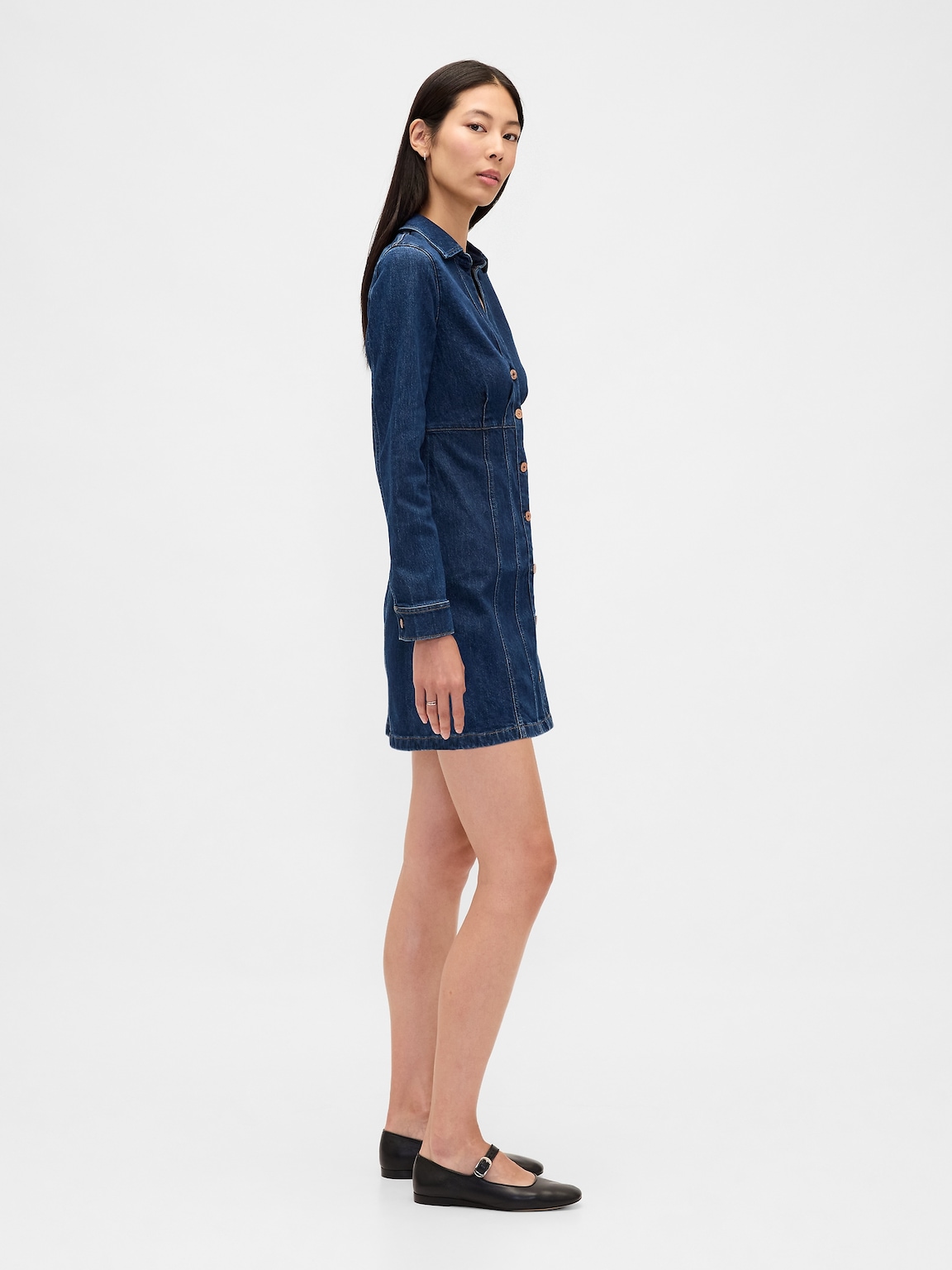 Denim Pleated Mini Dress