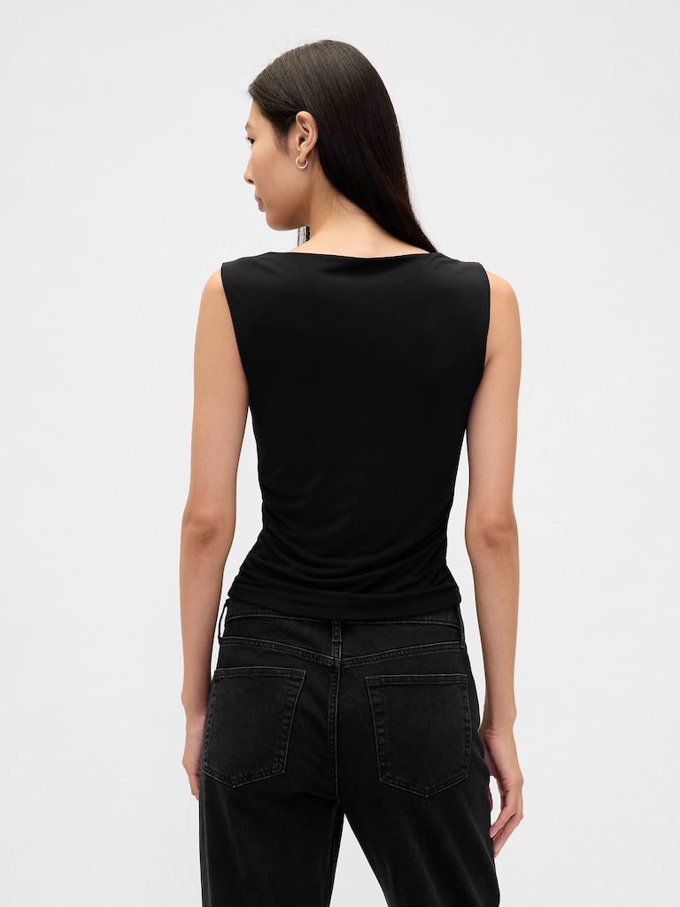 Ruched Boatneck Top
