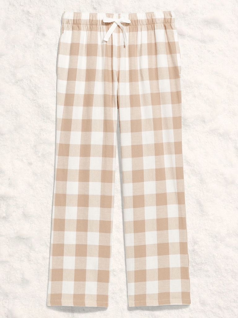 Mid-Rise Plaid Flannel Pajama Pants for Women