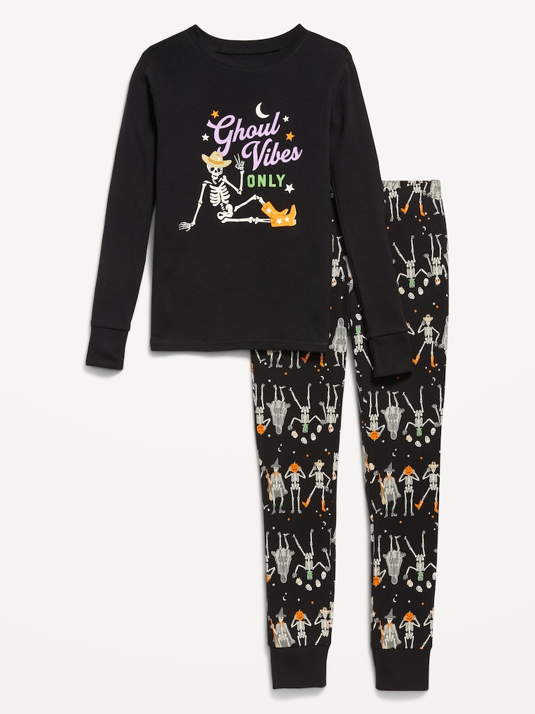 Gender-Neutral Snug-Fit Graphic Pajama Set for Kids