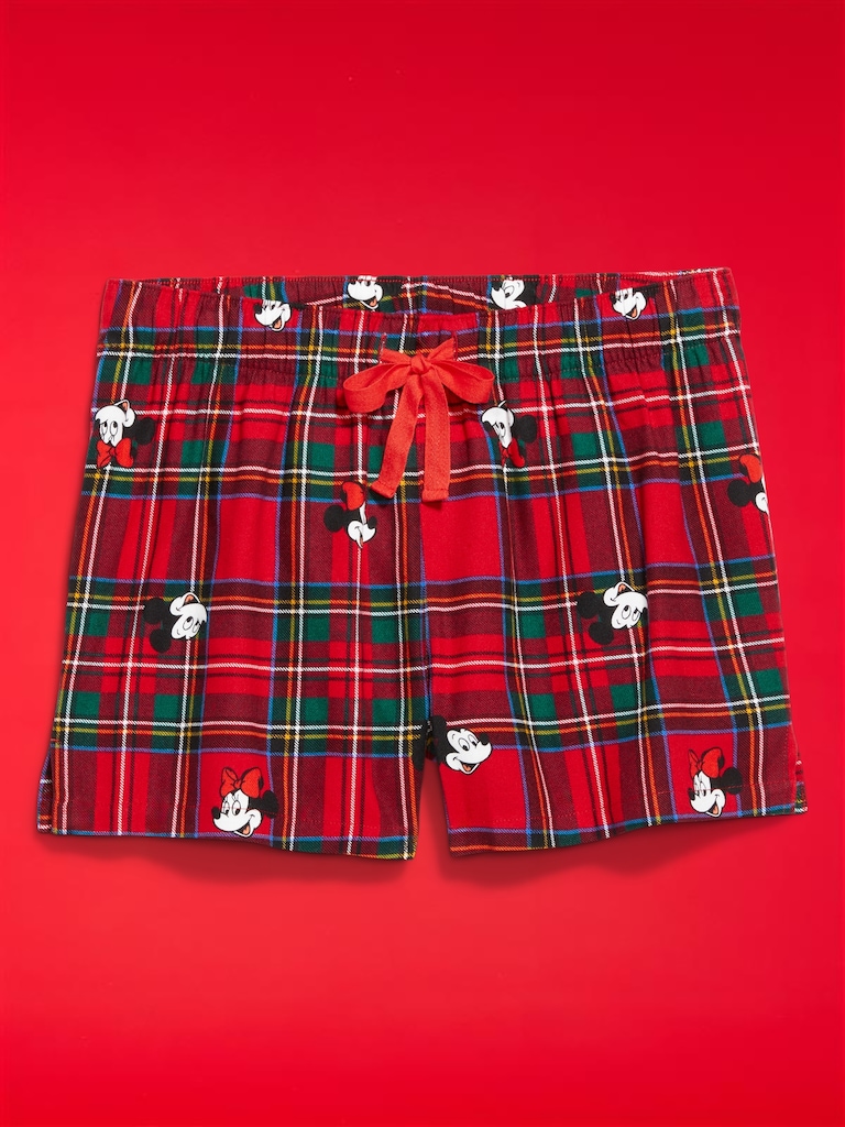 Old Navy x Disney Mickey Mouse & Friends Printed Flannel Boxer Shorts for Women