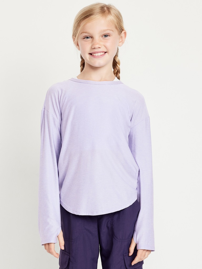 CloudMotion Long-Sleeve Back-Cutout Performance T-Shirt for Girls