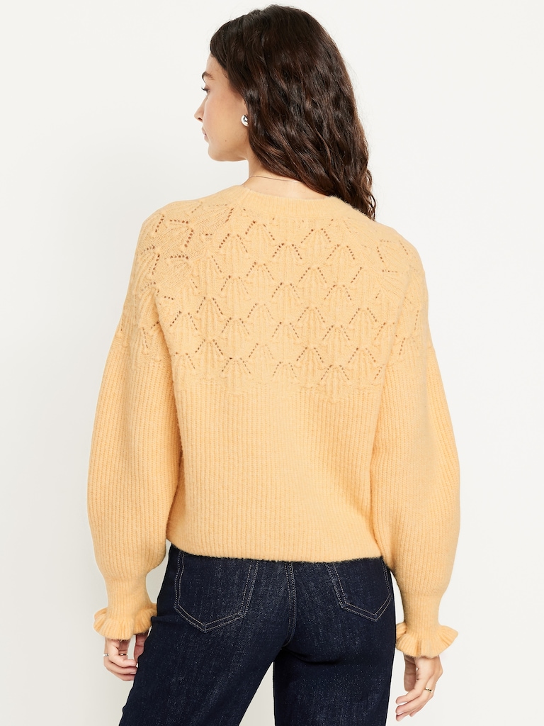 Loose Crew-Neck Cropped Sweater