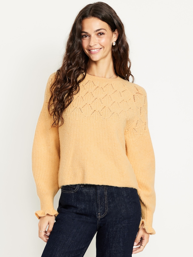 Loose Crew-Neck Cropped Sweater