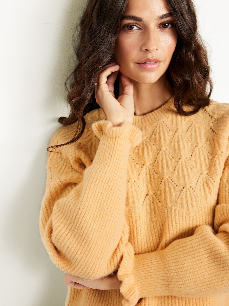 Loose Crew-Neck Cropped Sweater