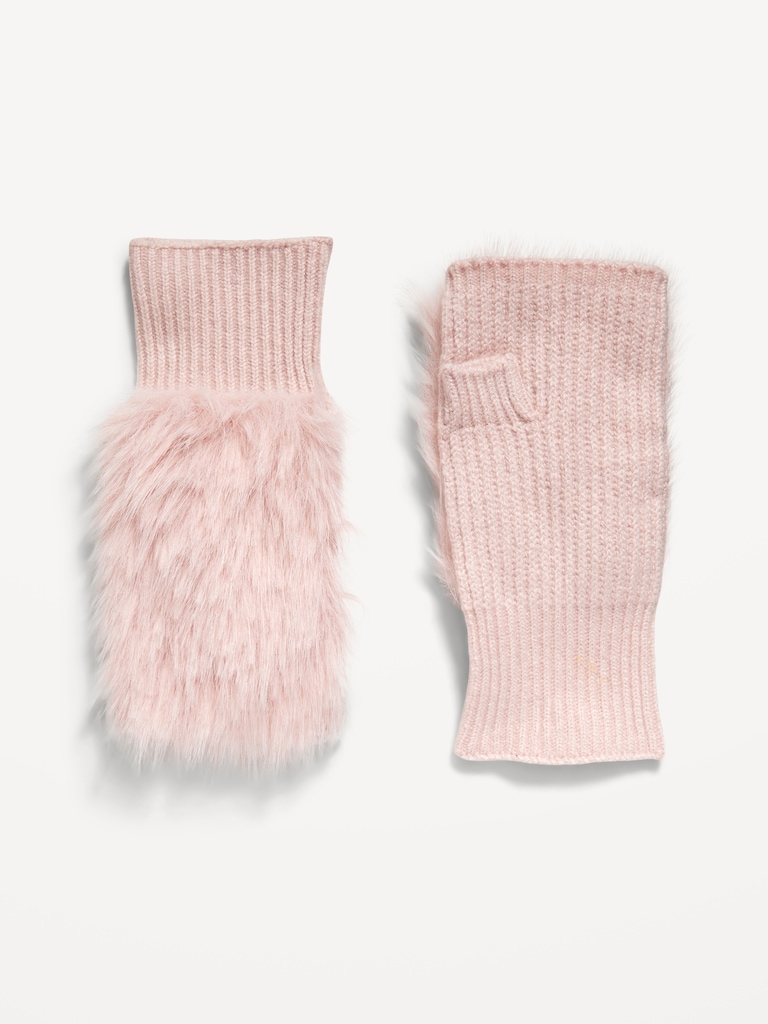 Faux-Fur Fingerless Gloves for Women
