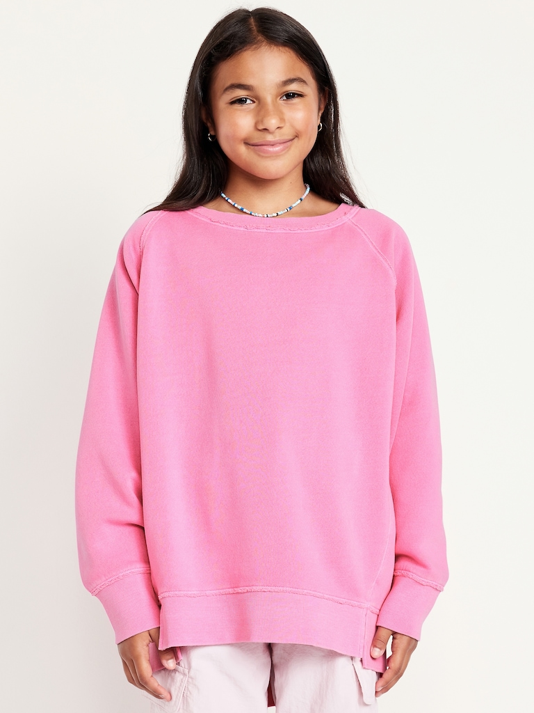 Oversized Long-Sleeve Tunic Sweatshirt for Girls
