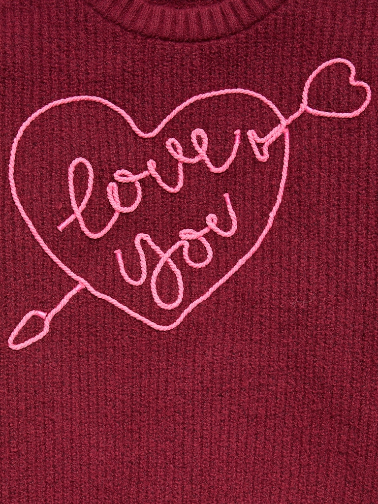 Oversized Valentine's Day Graphic Sweater for Girls