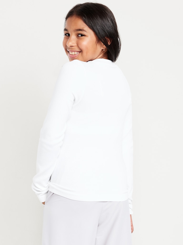 Fitted Seamless Long-Sleeve Ribbed Performance Top for Girls