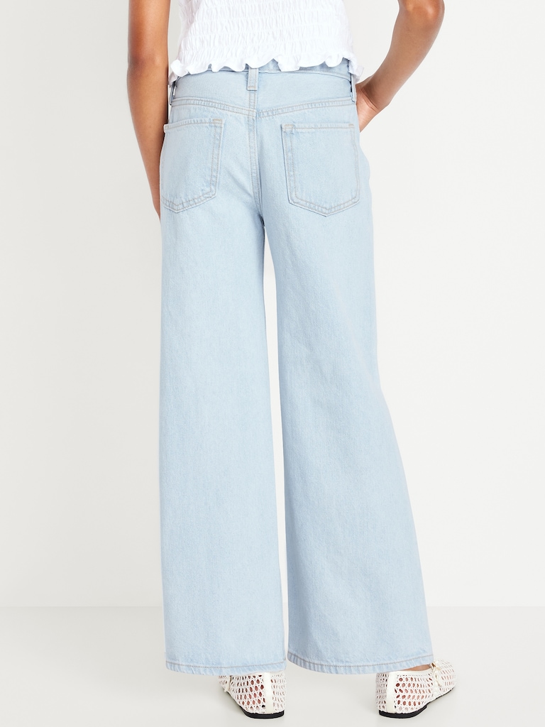 High-Waisted Embroidered Baggy Wide-Leg Jeans for Girls
