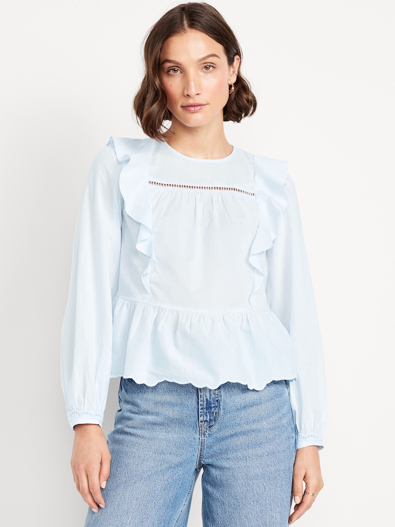 High-Neck Ruffle Peplum Top