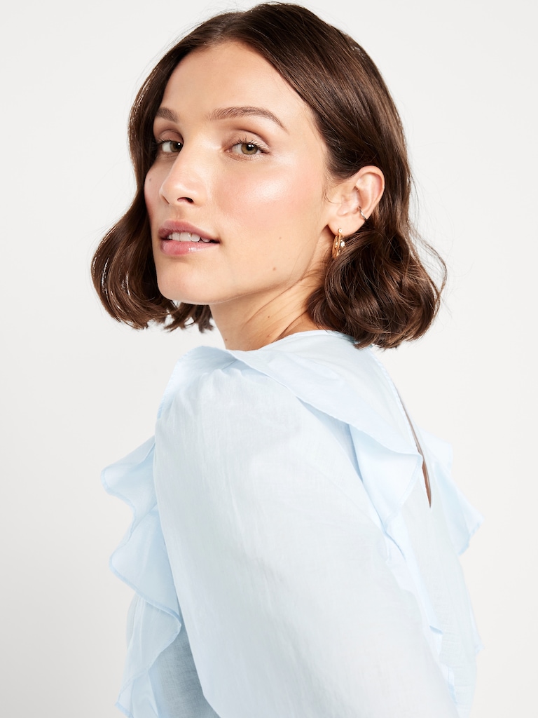 High-Neck Ruffle Peplum Top