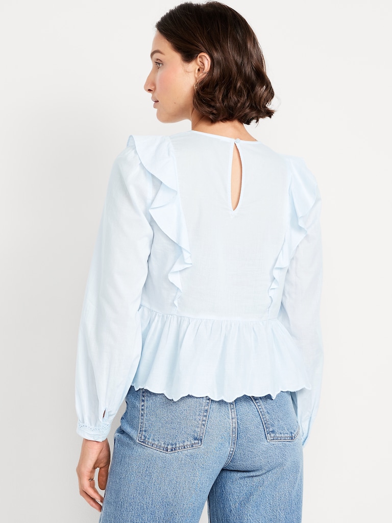 High-Neck Ruffle Peplum Top