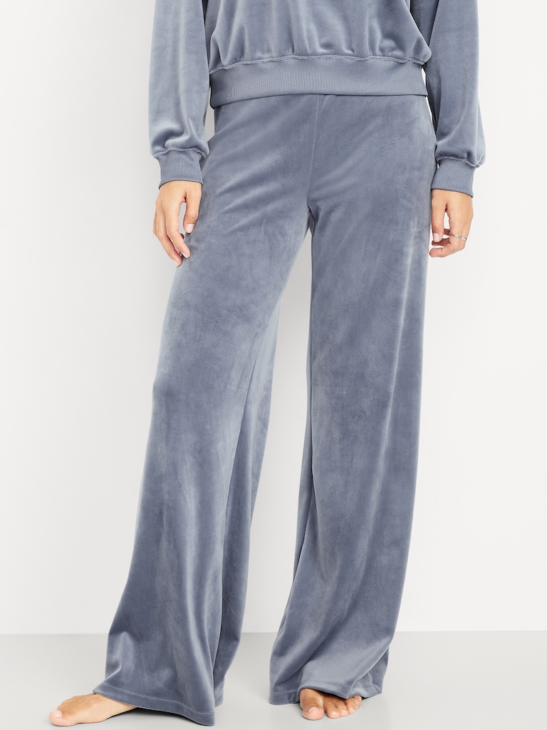High-Waisted Velour Flare Lounge Pants