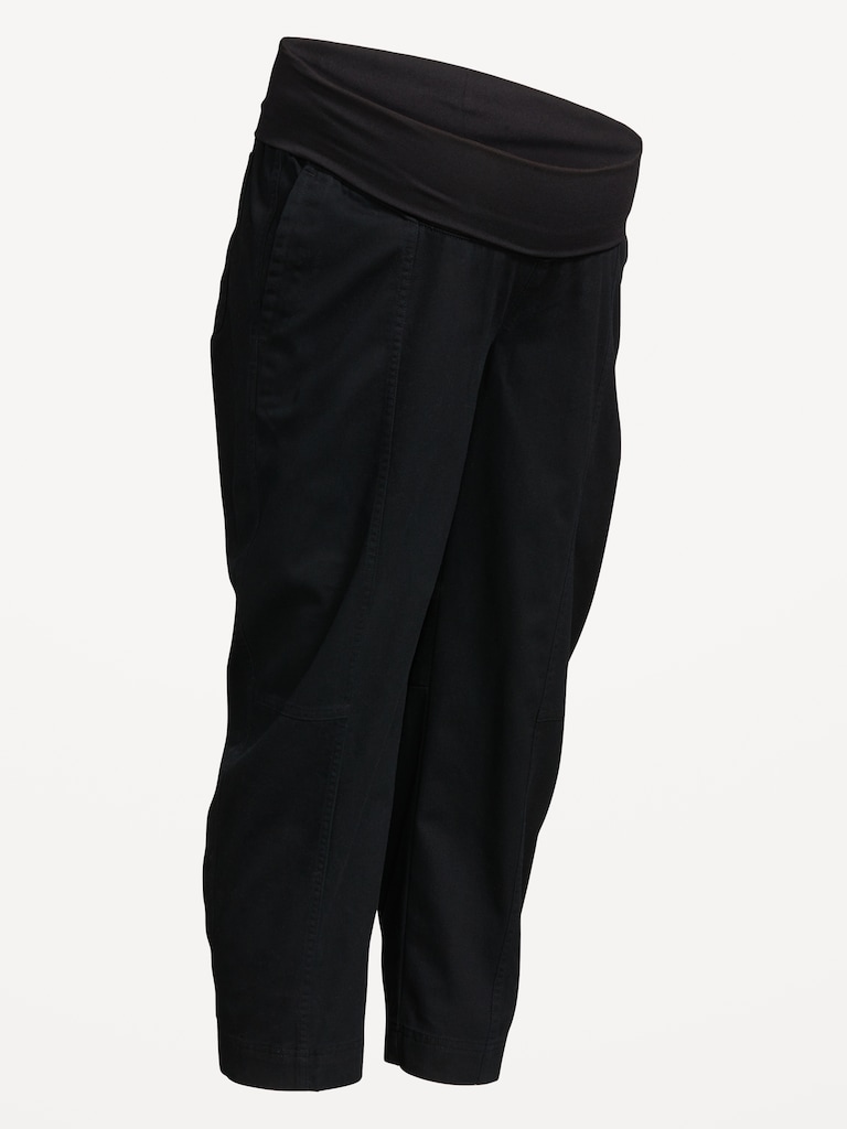 Maternity Rollover Waist Barrel Leg Ankle Pants