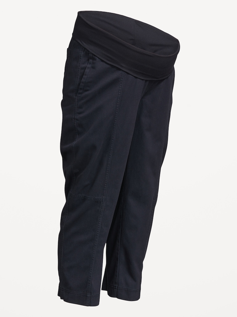 Maternity Rollover Waist Barrel Leg Ankle Pants