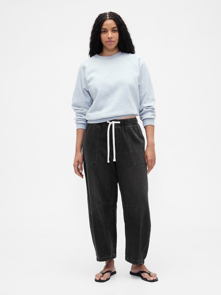 Mid Rise SuperSoft Pull-On Barrel Jeans