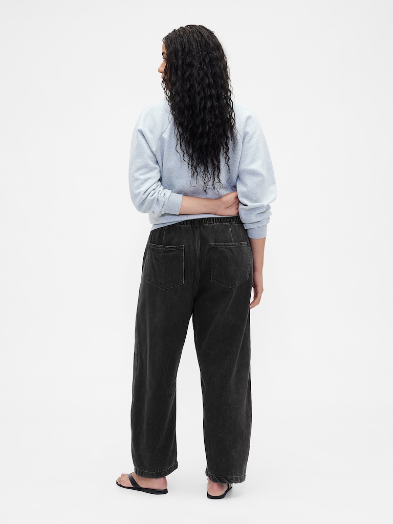 Mid Rise SuperSoft Pull-On Barrel Jeans