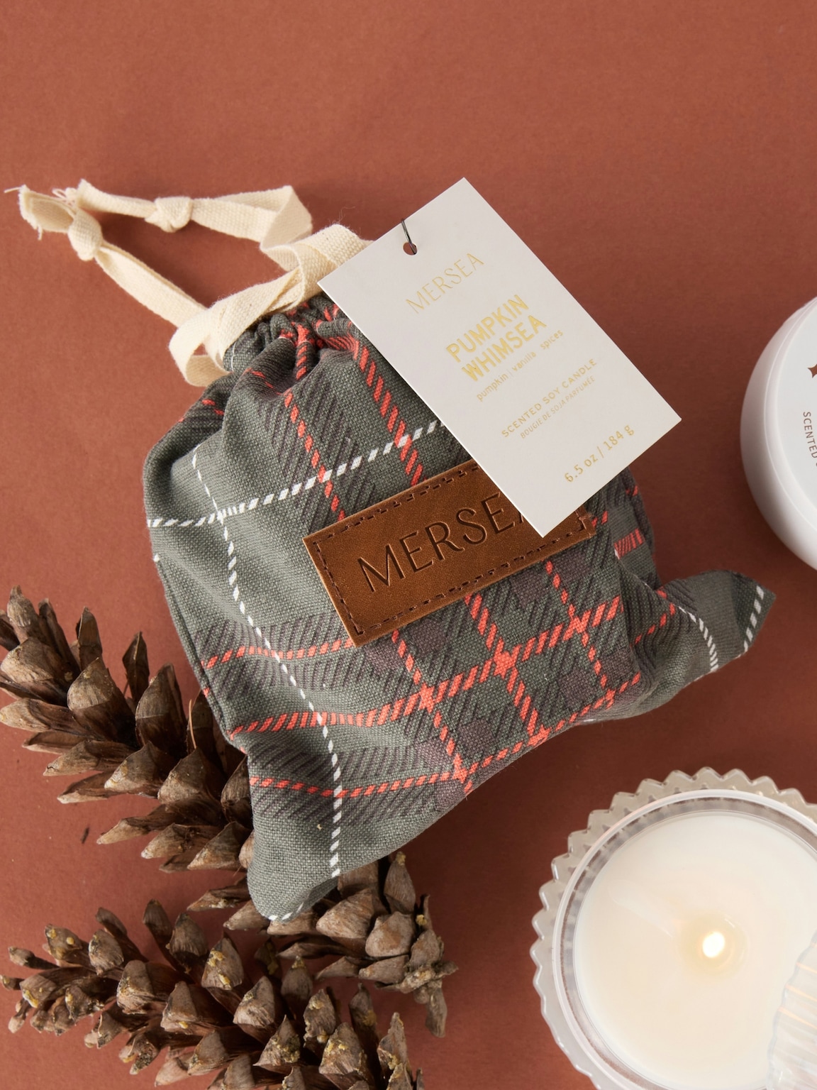 Mersea Pumpkin Whimsea Plaid Bagged Candle