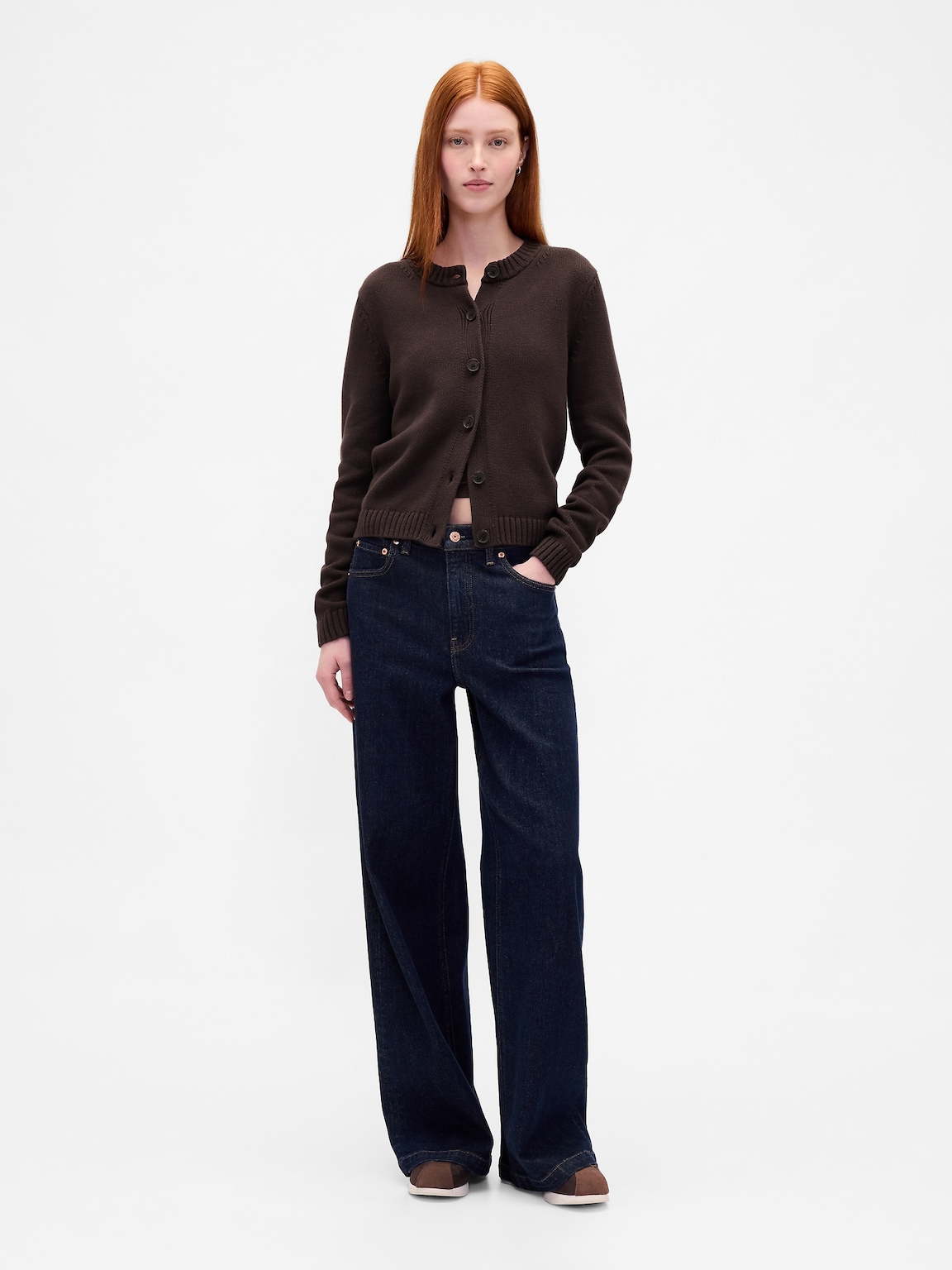 100% Cotton Crewneck Cardigan