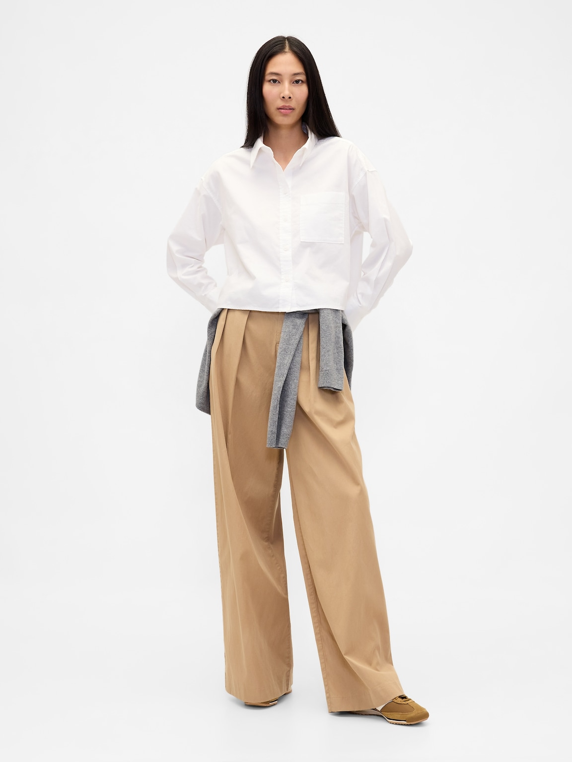 Organic Cotton Straight-Hem Crop Shirt