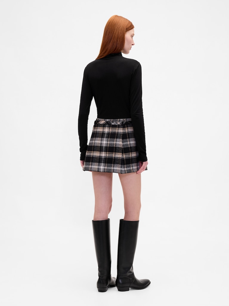 Wool-Blend Pleated Mini Skort