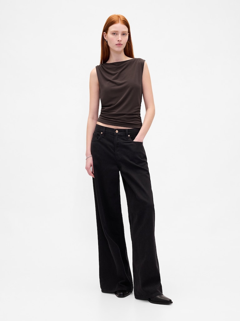 Ruched Boatneck Top
