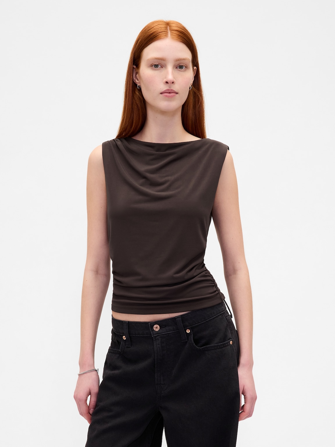 Ruched Boatneck Top