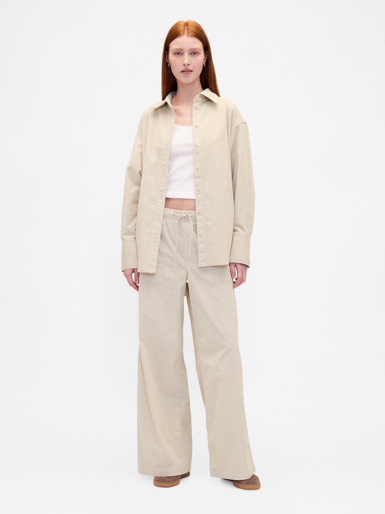 Mid Rise Corduroy Baggy Pants