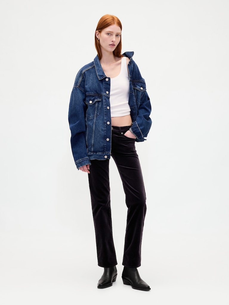 Low Rise Velvet '90s Slim Straight Pants