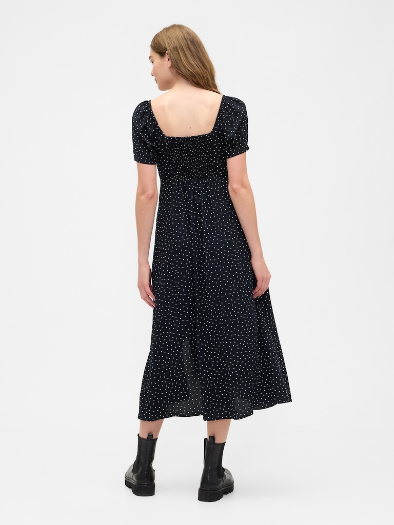 Puff Sleeve Midi Dress