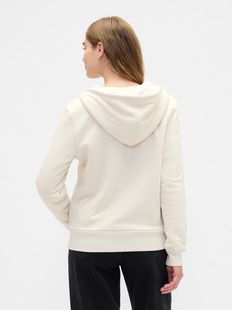 Relaxed Gap Logo Sherpa-Lined Zip Hoodie