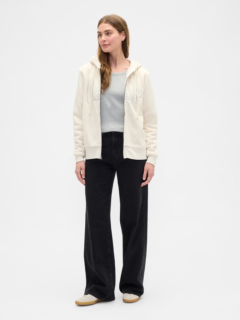 Relaxed Gap Logo Sherpa-Lined Zip Hoodie