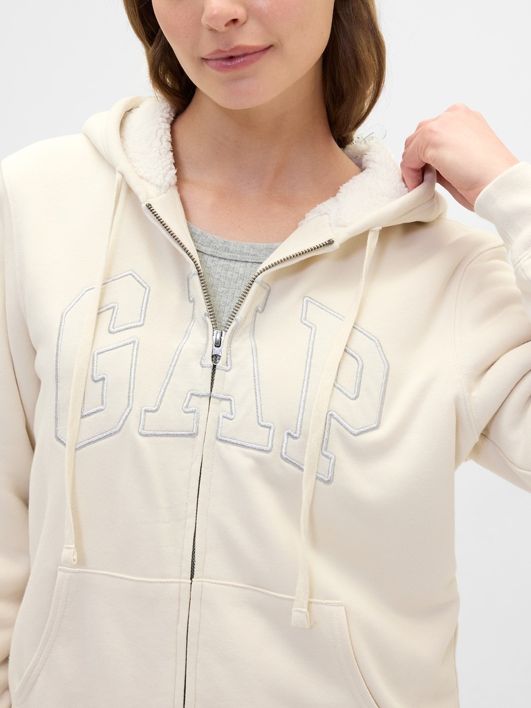 Relaxed Gap Logo Sherpa-Lined Zip Hoodie