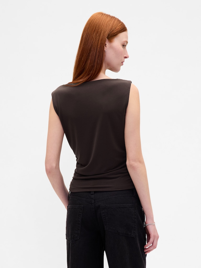 Ruched Boatneck Top