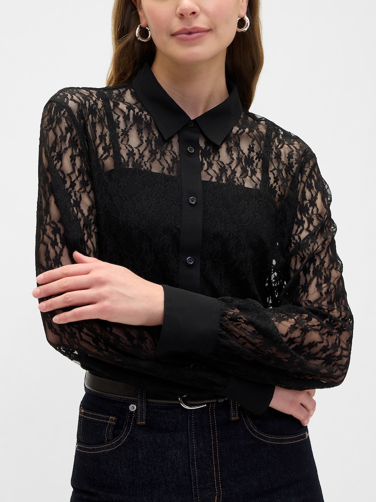 Relaxed Sheer Lace Shirt