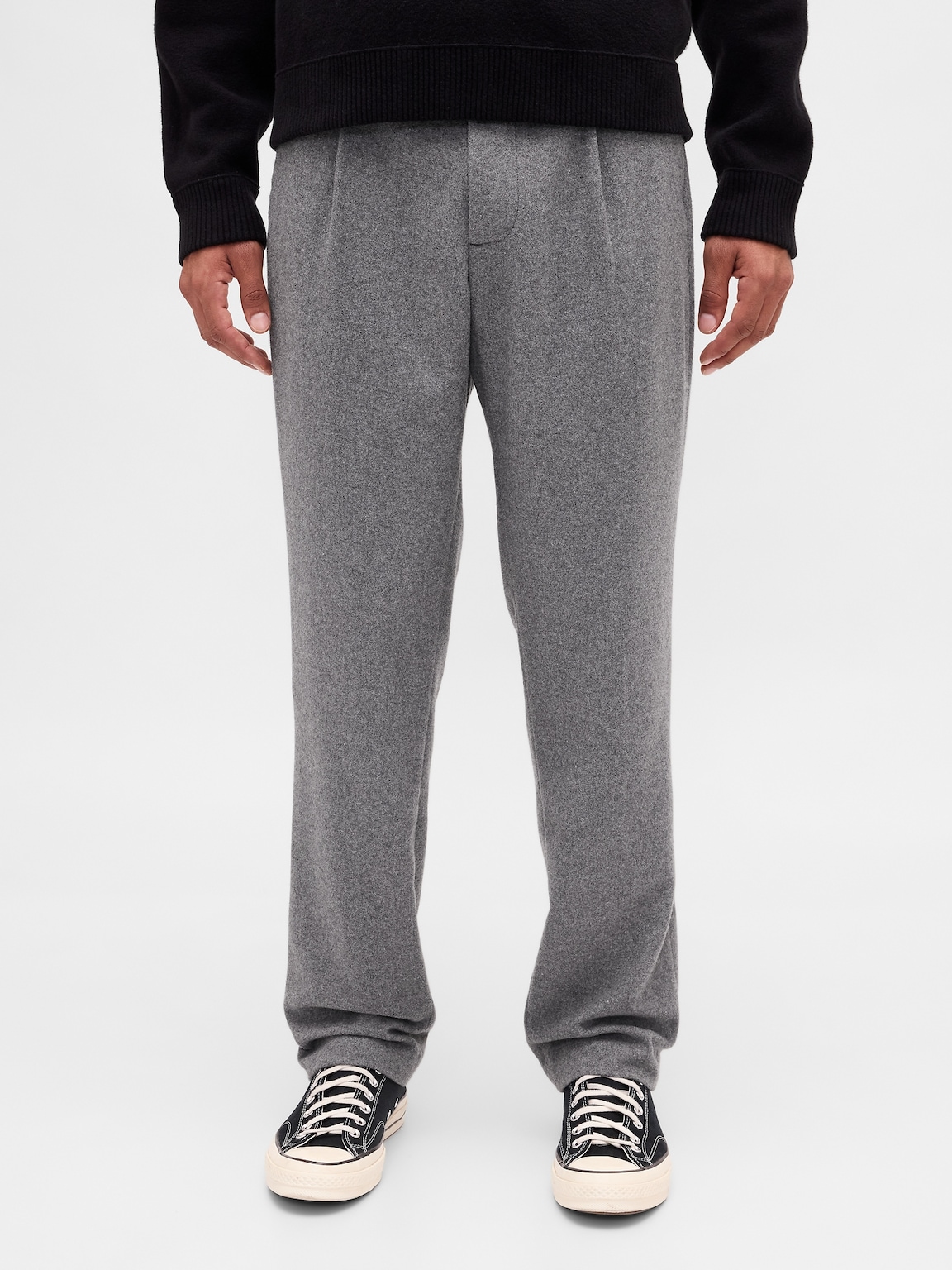 Wool-Blend Relaxed Straight Trousers