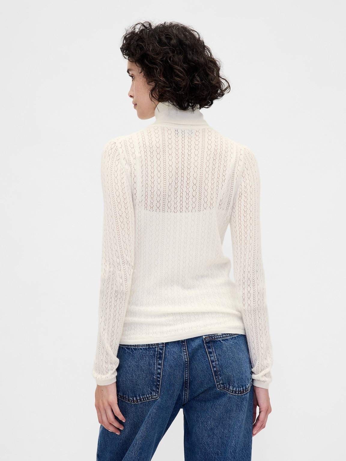 Pointelle Turtleneck Sweater