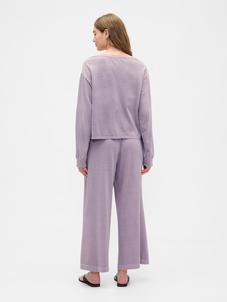 Heavyweight Pull-On Wide-Leg Crop Pants