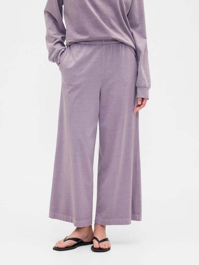Heavyweight Pull-On Wide-Leg Crop Pants