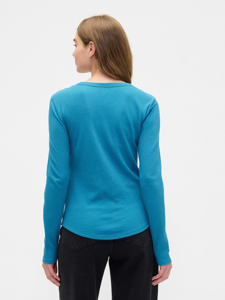 Waffle-Knit Crewneck T-Shirt