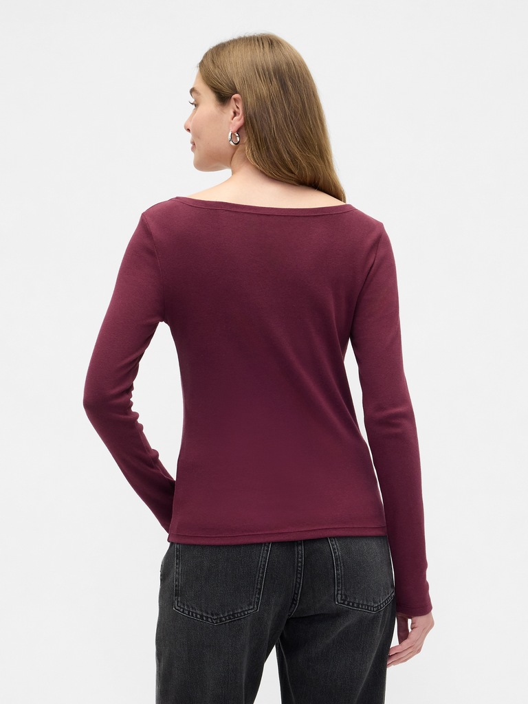 Modern Ribbed Boatneck T-Shirt