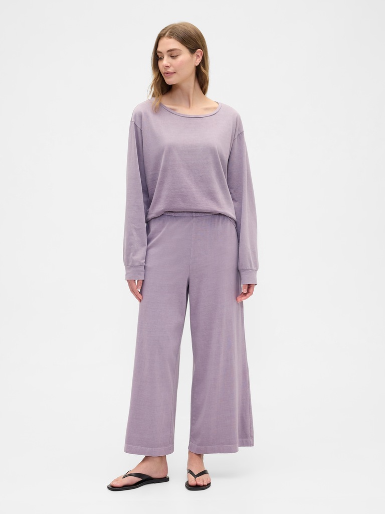 Heavyweight Pull-On Wide-Leg Crop Pants
